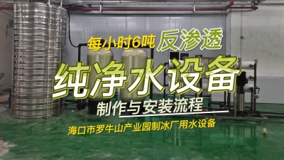 每小時6噸反滲透純凈水設(shè)備制作與安裝流程，海南制冰廠用水設(shè)備